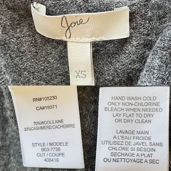 JOIE Wool Cashmere Oversized Cowl Neck Poncho Sweater Grey XS - Picture 13 of 13